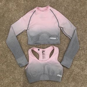 Ombré sports bra and matching long sleeve